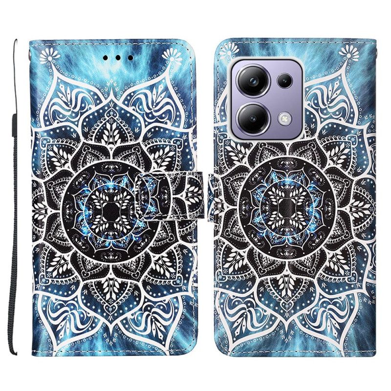 Leren Hoesje Xiaomi Redmi Note 13 Pro 4g Bloemenmandala Met Bandje