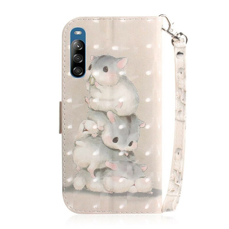 Folio-hoesje voor Sony Xperia L4 Met Ketting String Hamsters