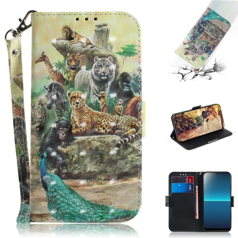 Folio-hoesje voor Sony Xperia L4 Met Ketting String Safari Dieren