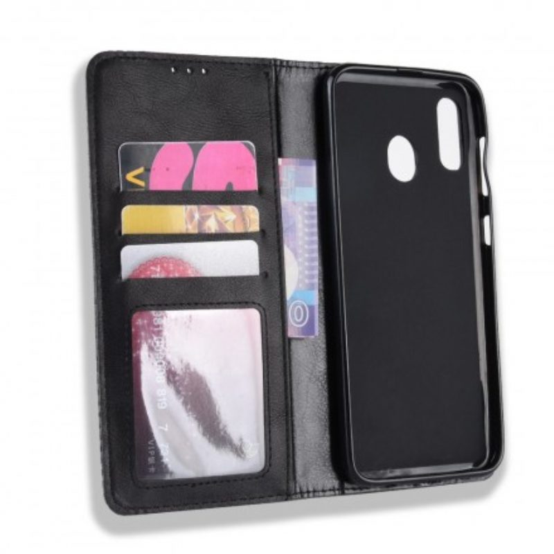 Bescherming Hoesje voor Samsung Galaxy A40 Folio-hoesje Gestileerd Vintage Leereffect