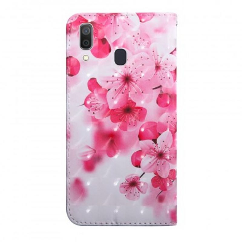 Flip Case voor Samsung Galaxy A40 Roze Bloemen