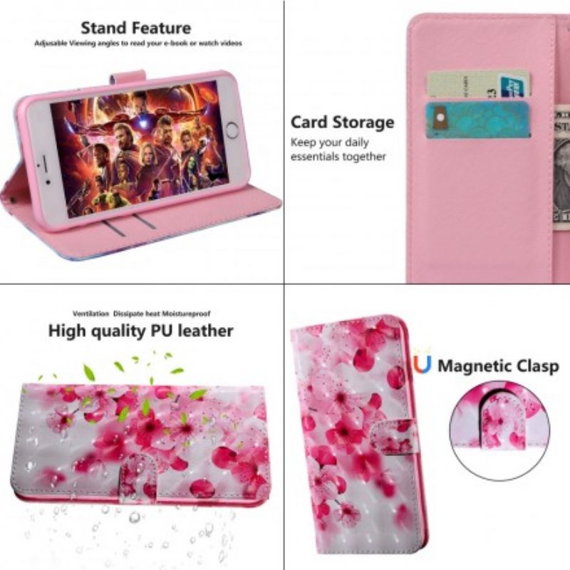 Flip Case voor Samsung Galaxy A40 Roze Bloemen