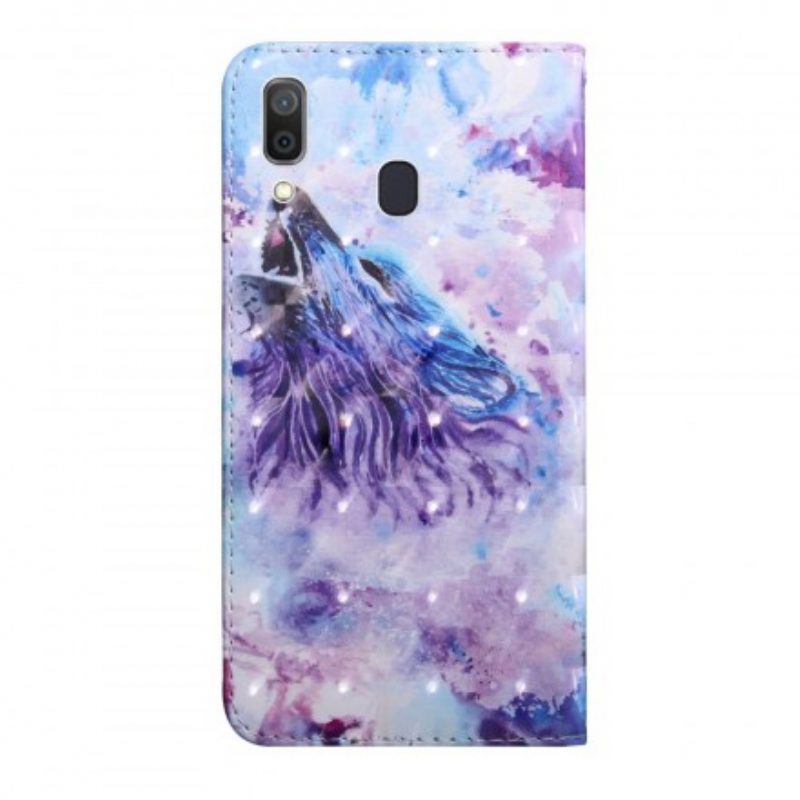 Folio-hoesje voor Samsung Galaxy A40 Aquarel Wolf