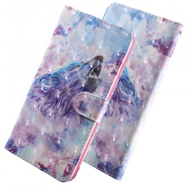 Folio-hoesje voor Samsung Galaxy A40 Aquarel Wolf