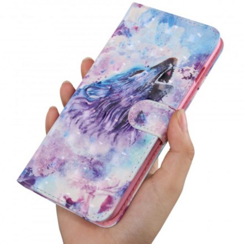 Folio-hoesje voor Samsung Galaxy A40 Aquarel Wolf