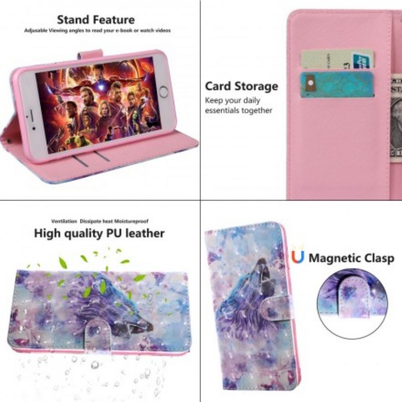 Folio-hoesje voor Samsung Galaxy A40 Aquarel Wolf