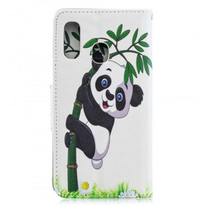 Folio-hoesje voor Samsung Galaxy A40 Panda Op Bamboe