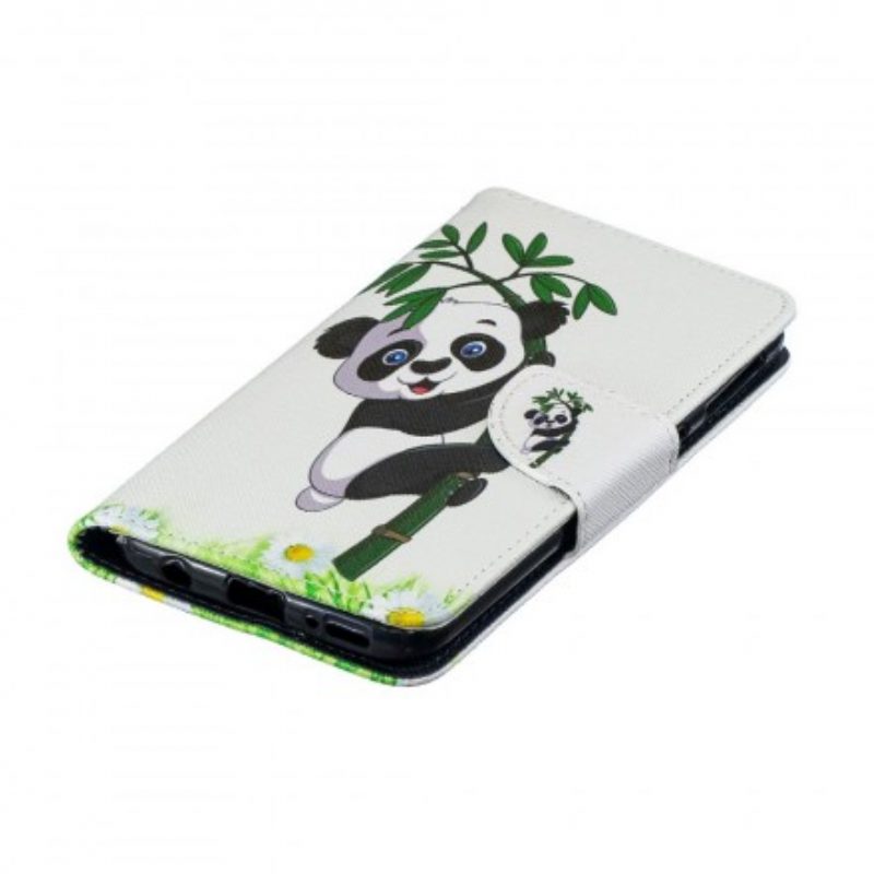 Folio-hoesje voor Samsung Galaxy A40 Panda Op Bamboe