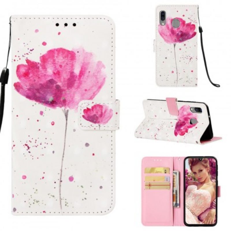 Hoesje Flip Case voor Samsung Galaxy A40 Aquarel Papaver