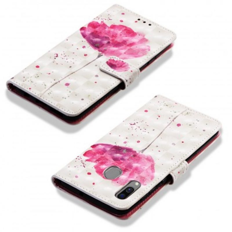 Hoesje Flip Case voor Samsung Galaxy A40 Aquarel Papaver