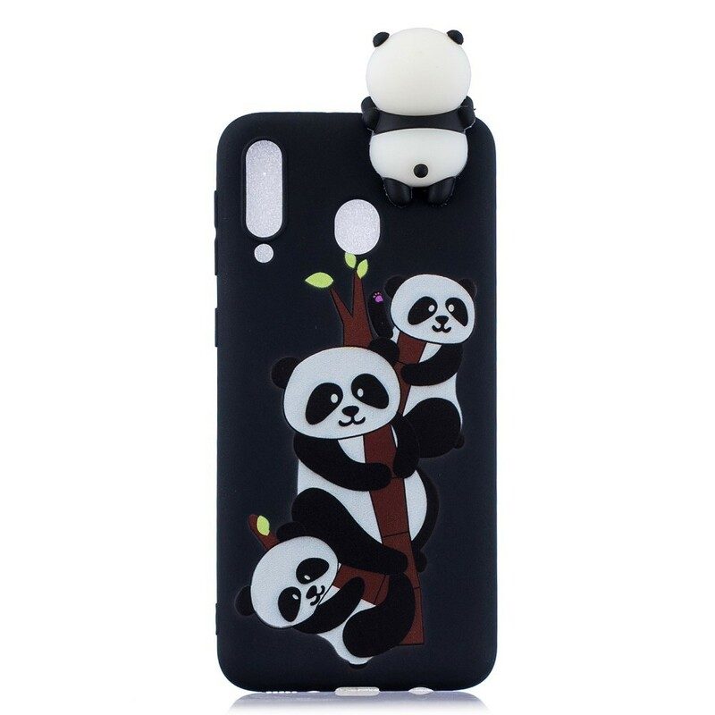 Hoesje voor Samsung Galaxy A40 3d Panda's Op Bamboe