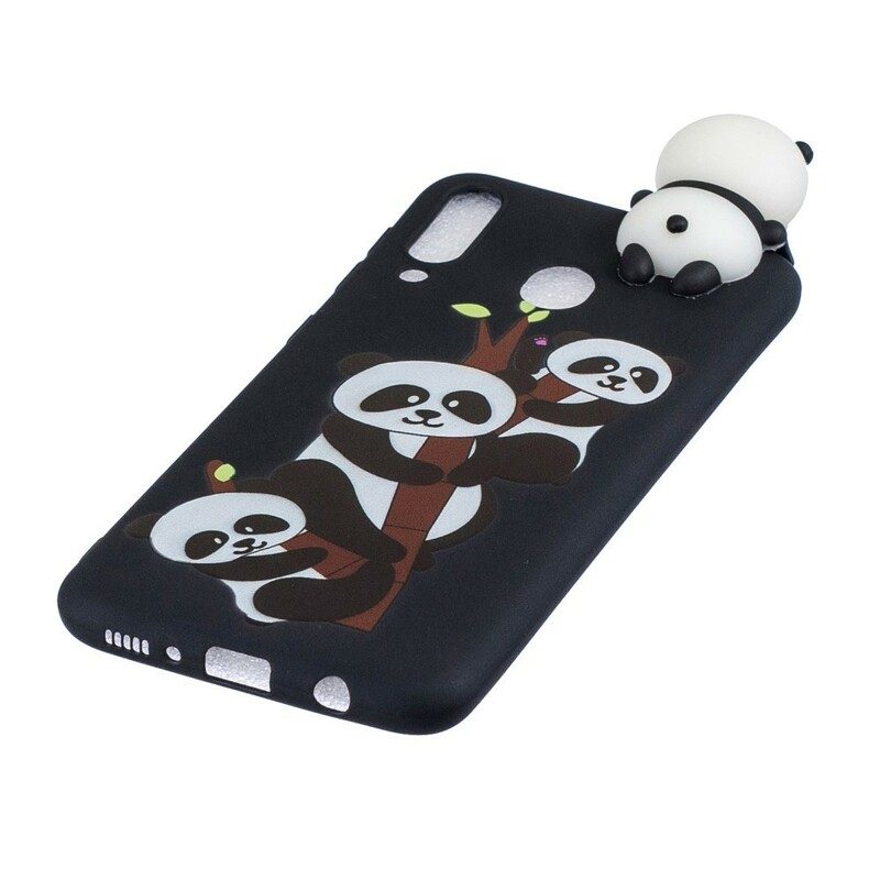 Hoesje voor Samsung Galaxy A40 3d Panda's Op Bamboe