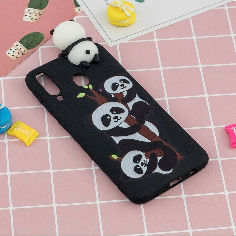 Hoesje voor Samsung Galaxy A40 3d Panda's Op Bamboe