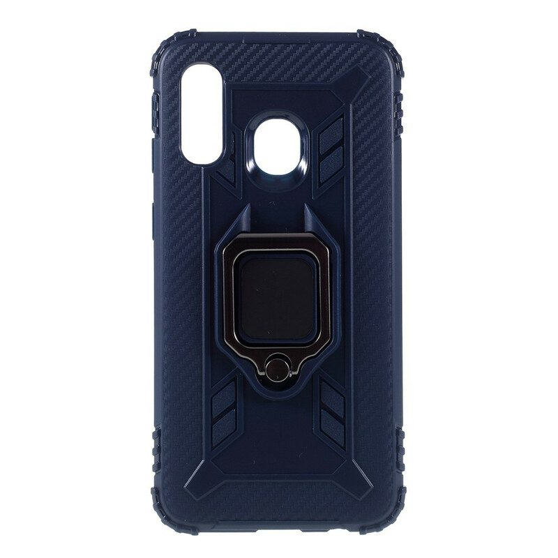 Hoesje voor Samsung Galaxy A40 Ring En Koolstofvezel