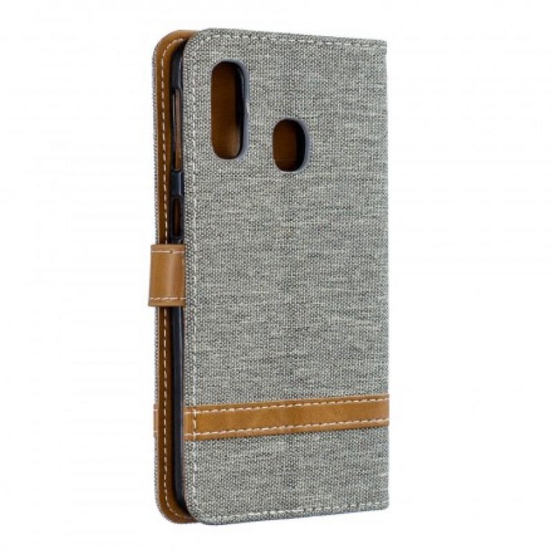 Leren Hoesje voor Samsung Galaxy A40 Met Ketting Band Van Stof En Leereffect