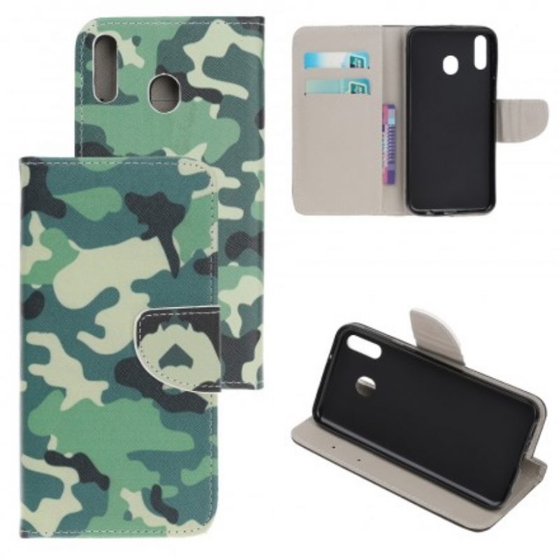 Leren Hoesje voor Samsung Galaxy A40 Militaire Camouflage