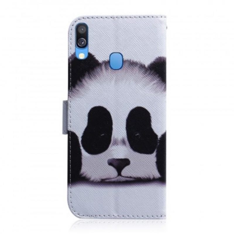 Leren Hoesje voor Samsung Galaxy A40 Panda Gezicht