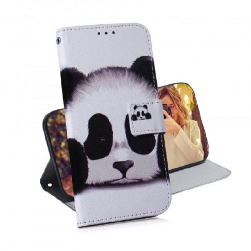 Leren Hoesje voor Samsung Galaxy A40 Panda Gezicht