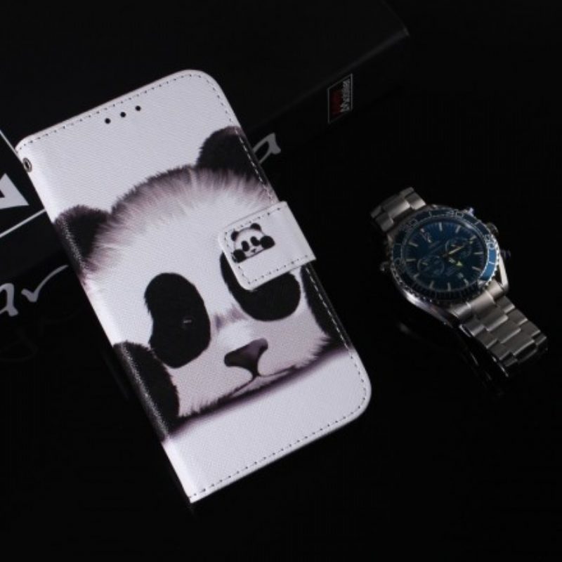 Leren Hoesje voor Samsung Galaxy A40 Panda Gezicht