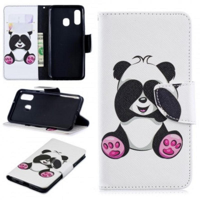 Leren Hoesje voor Samsung Galaxy A40 Panda-plezier