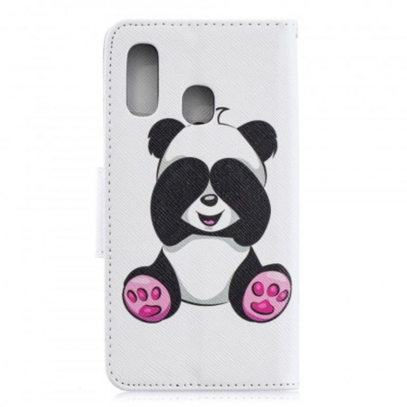 Leren Hoesje voor Samsung Galaxy A40 Panda-plezier