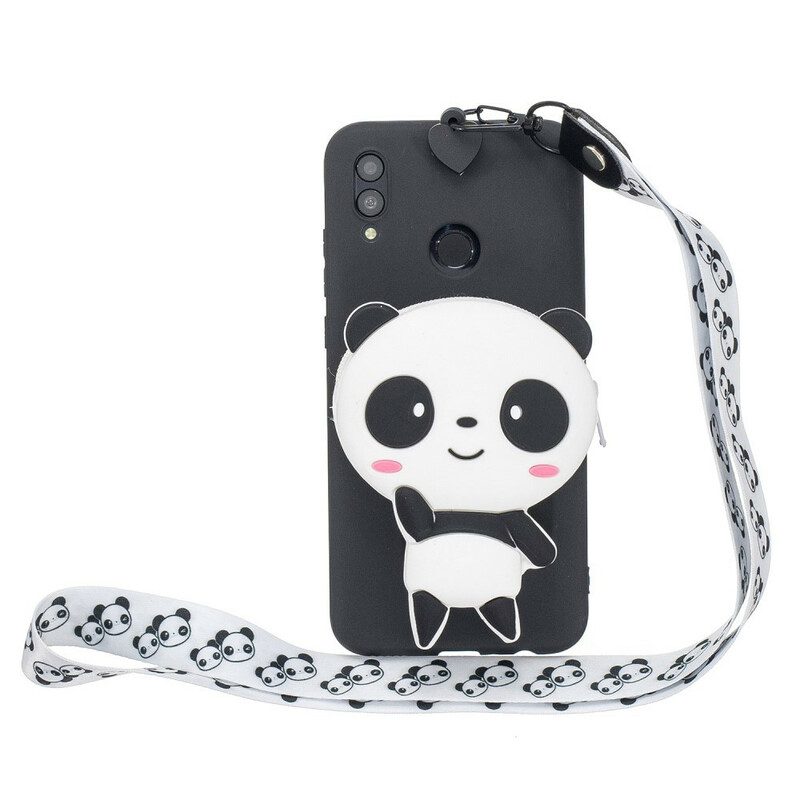 Telefoonhoesje voor Samsung Galaxy A40 Portemonnee Leren Panda-portemonnee En Schouderriem