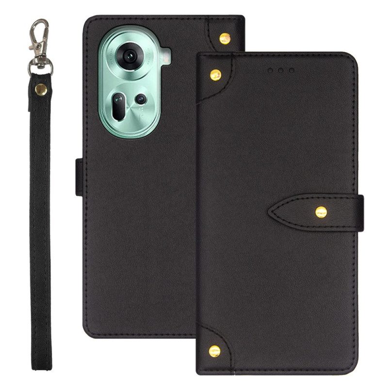 Flip Case Leren Oppo Reno 11 5g Idewei-klinknagels