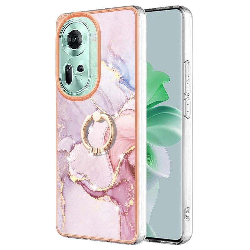 Hoesje Oppo Reno 11 5g Marmeren Design Steunring Bescherming Hoesje