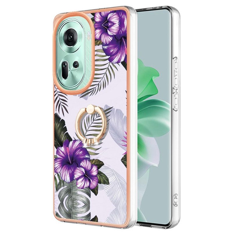 Hoesje Oppo Reno 11 5g Ringsteun Gemarmerd Ontwerp