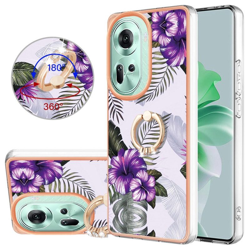 Hoesje Oppo Reno 11 5g Ringsteun Gemarmerd Ontwerp