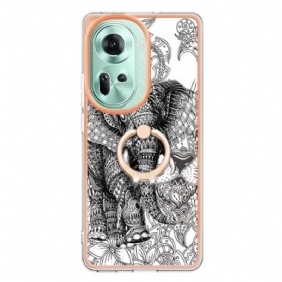 Hoesje Oppo Reno 11 5g Ringsteun. Olifant Totem Bescherming Hoesje