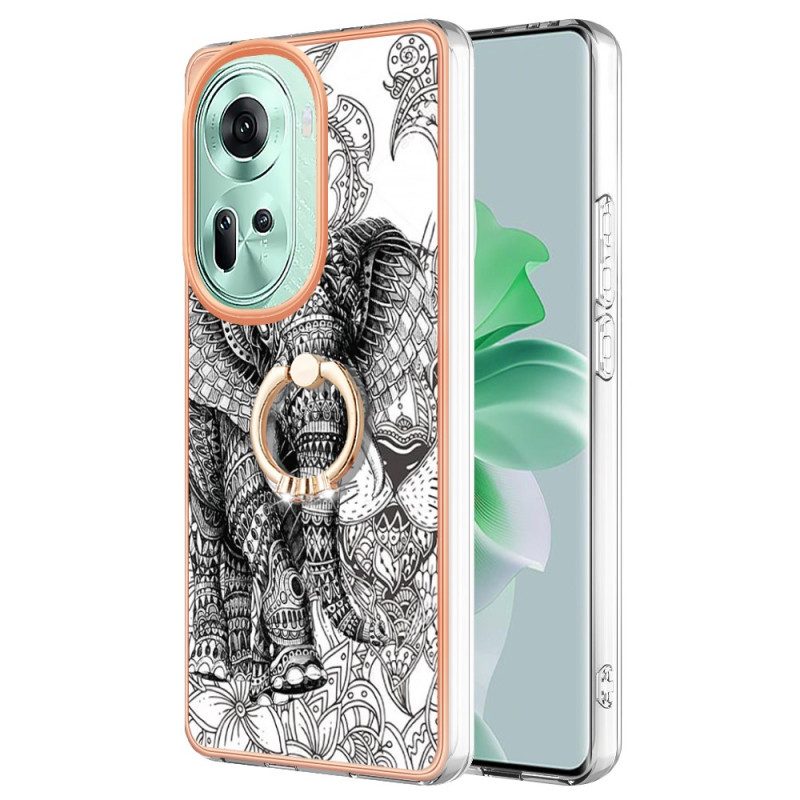 Hoesje Oppo Reno 11 5g Ringsteun. Olifant Totem Bescherming Hoesje