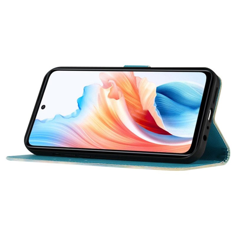 Leren Hoesje Oppo Reno 11 5g Grijze Uil Bescherming Hoesje