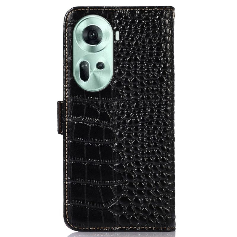 Leren Hoesje Oppo Reno 11 5g Leer Met Krokodillentextuur