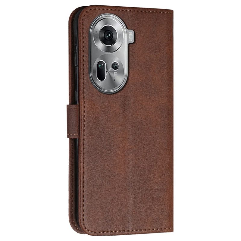 Leren Hoesje Oppo Reno 11 5g Lijnen Bescherming Hoesje