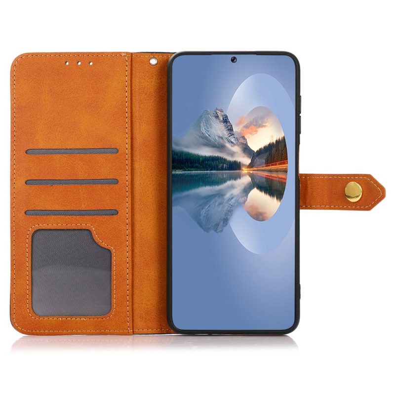 Leren Hoesje Voor Oppo Reno 11 5g Gouden Magnetische Sluiting Khazneh