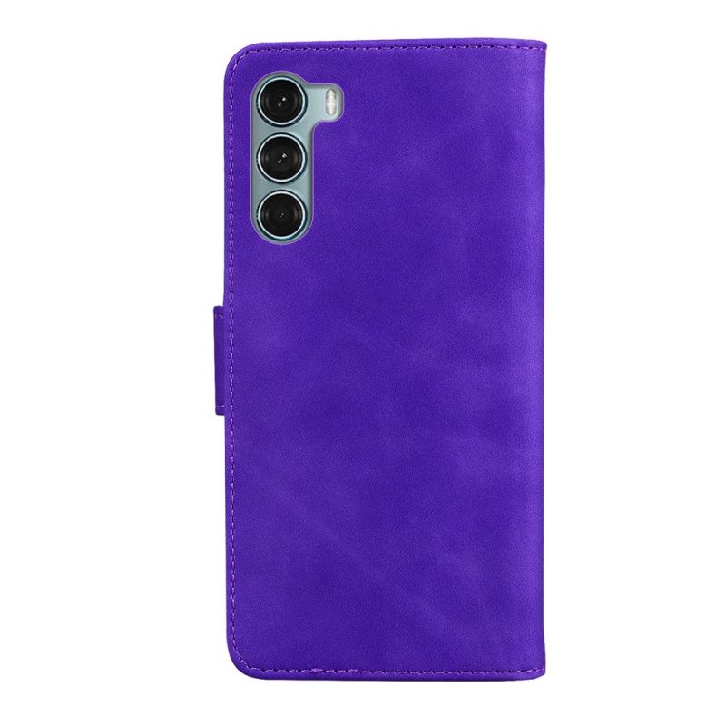 Folio-hoesje voor Moto G200 5G Monochroom Leereffect