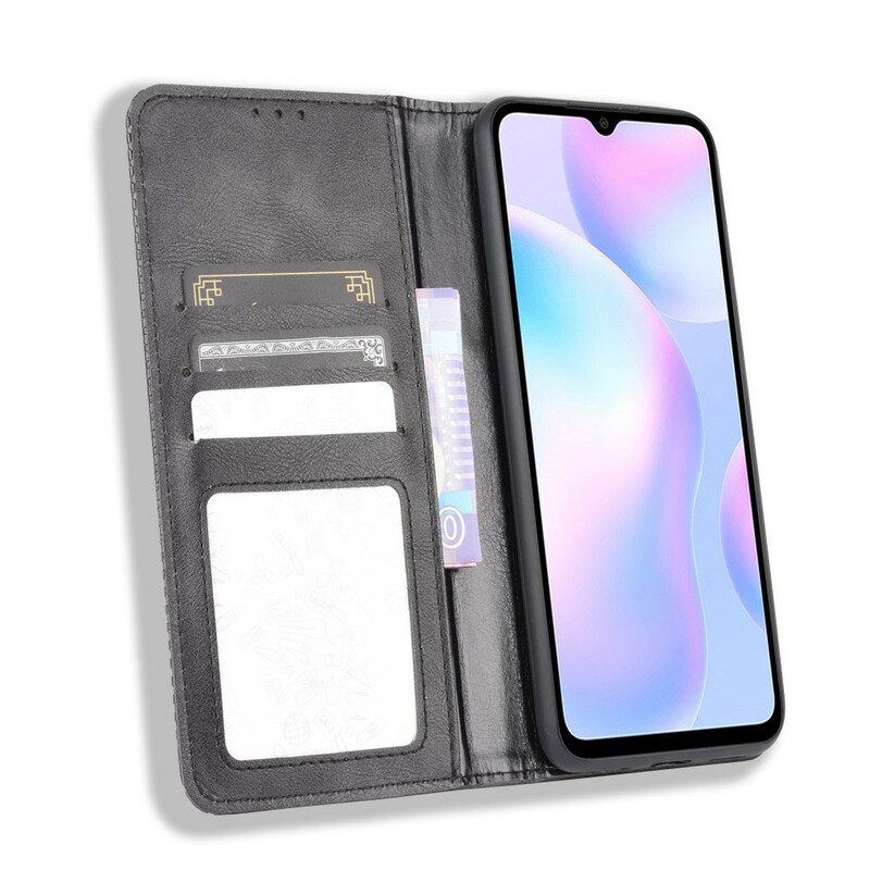 Bescherming Hoesje voor Xiaomi Redmi 9A Folio-hoesje Gestileerd Vintage Leereffect