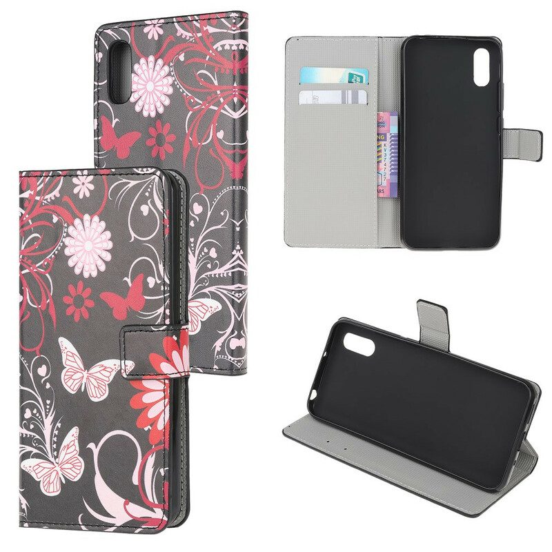 Flip Case voor Xiaomi Redmi 9A Vlinders En Bloemen