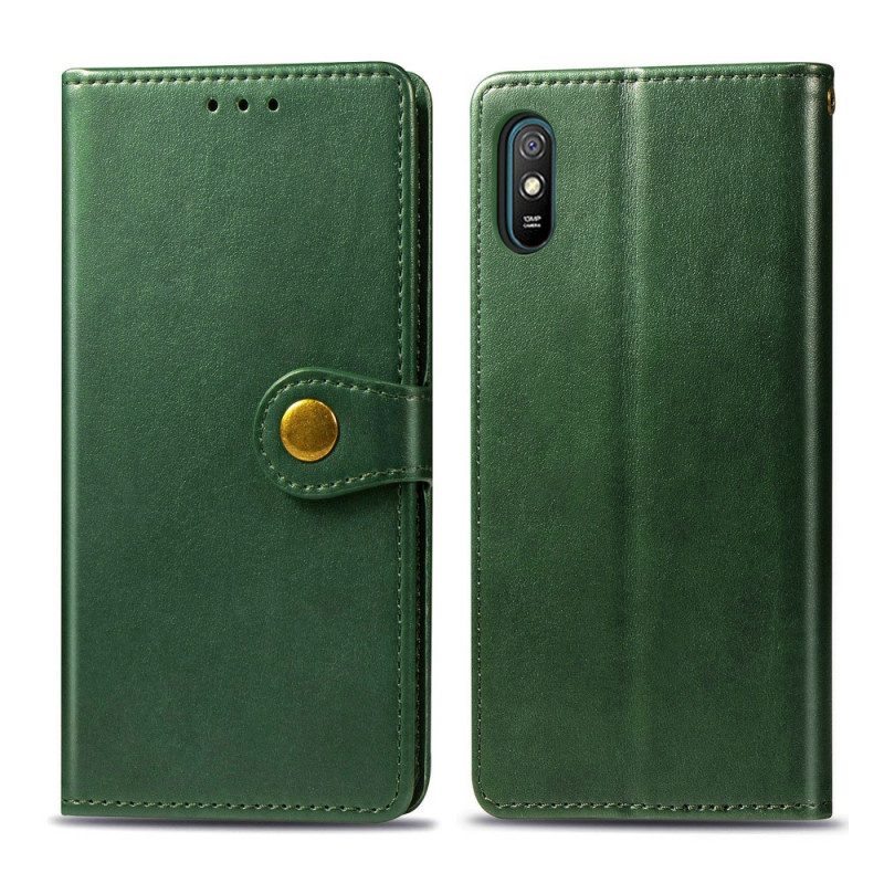 Folio-hoesje voor Xiaomi Redmi 9A Kunstleer En Vintage Sluiting