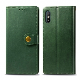 Folio-hoesje voor Xiaomi Redmi 9A Kunstleer En Vintage Sluiting