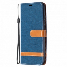 Folio-hoesje voor Xiaomi Redmi 9A Met Ketting Band Van Stof En Leereffect