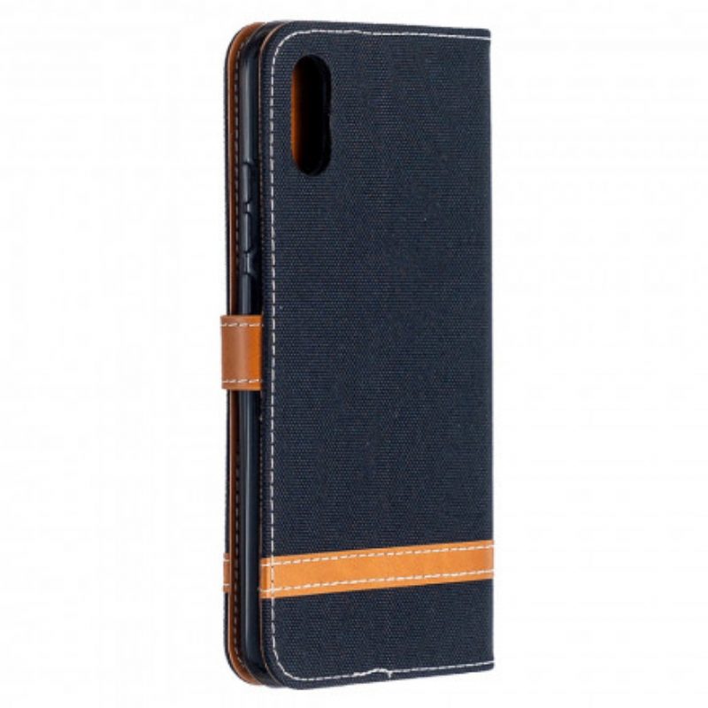 Folio-hoesje voor Xiaomi Redmi 9A Met Ketting Band Van Stof En Leereffect