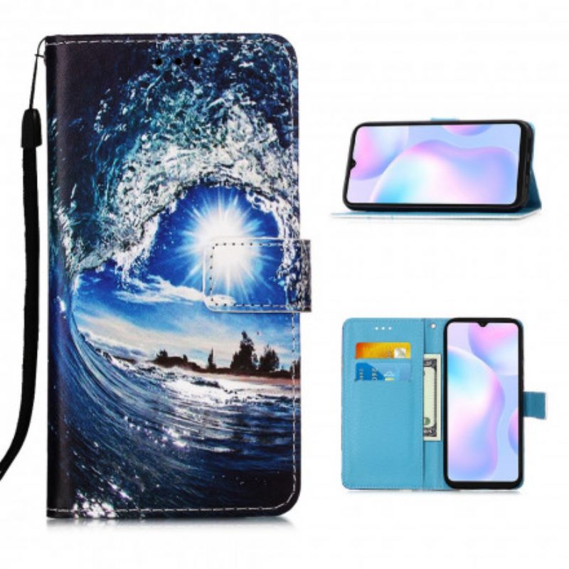 Folio-hoesje voor Xiaomi Redmi 9A Met Ketting Dagdromen Lanyard Landschap