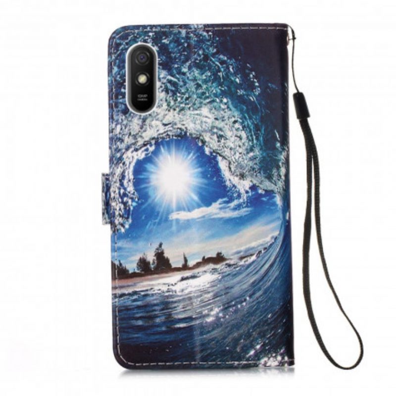 Folio-hoesje voor Xiaomi Redmi 9A Met Ketting Dagdromen Lanyard Landschap