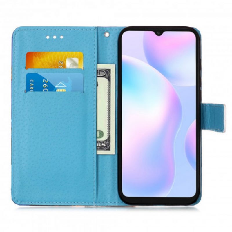 Folio-hoesje voor Xiaomi Redmi 9A Met Ketting Dagdromen Lanyard Landschap