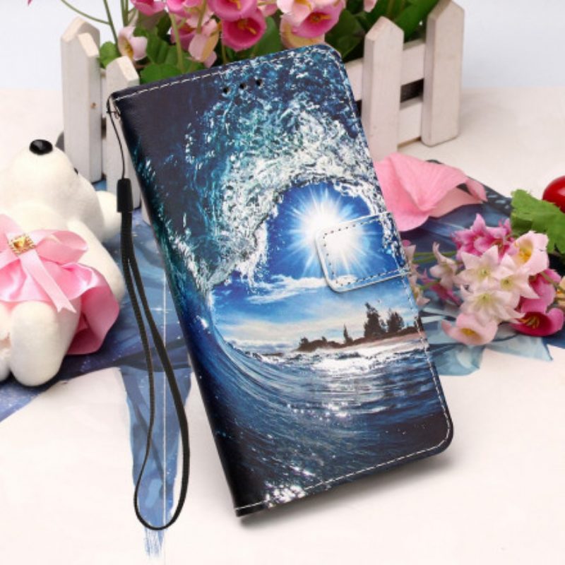 Folio-hoesje voor Xiaomi Redmi 9A Met Ketting Dagdromen Lanyard Landschap