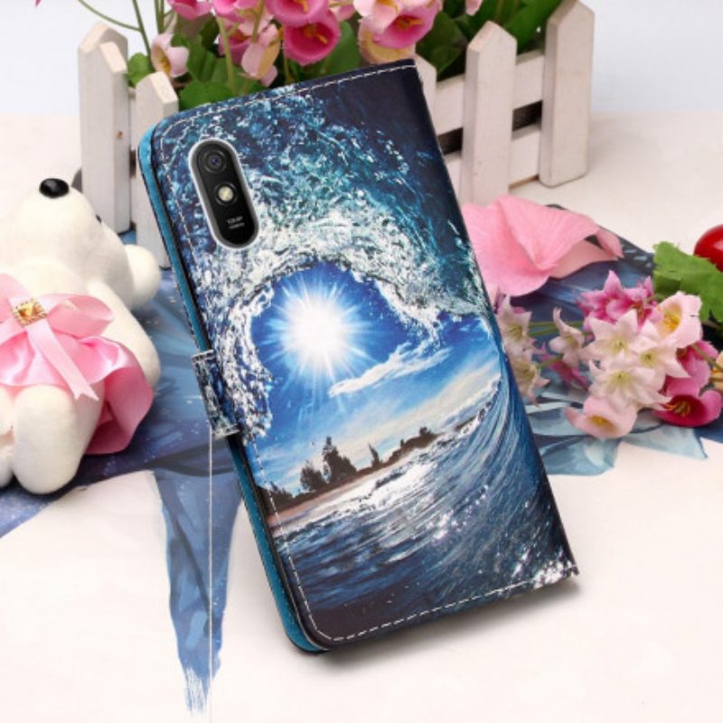 Folio-hoesje voor Xiaomi Redmi 9A Met Ketting Dagdromen Lanyard Landschap