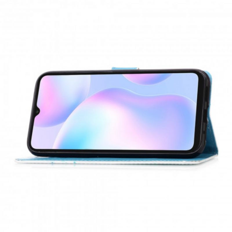 Folio-hoesje voor Xiaomi Redmi 9A Met Ketting Hou Van Vlinders Strappy