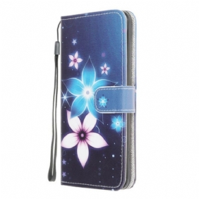 Folio-hoesje voor Xiaomi Redmi 9A Met Ketting Maanband Bloemen